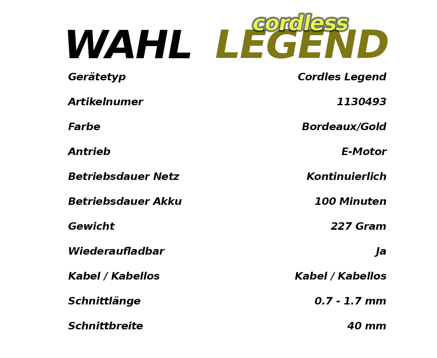 Wahl Cordless Legend