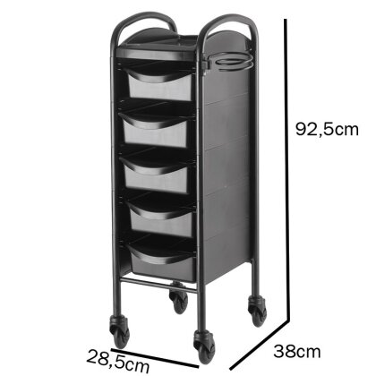 Efalock Piccolo Arbeitswagen 6002 CT Black Edition Mit ClicTec Rollen