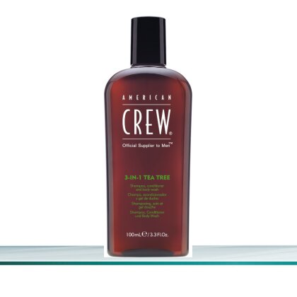 American Crew 3-in-1 Tea Tree Shampoo, Conditioner & Bodywash 100 ml